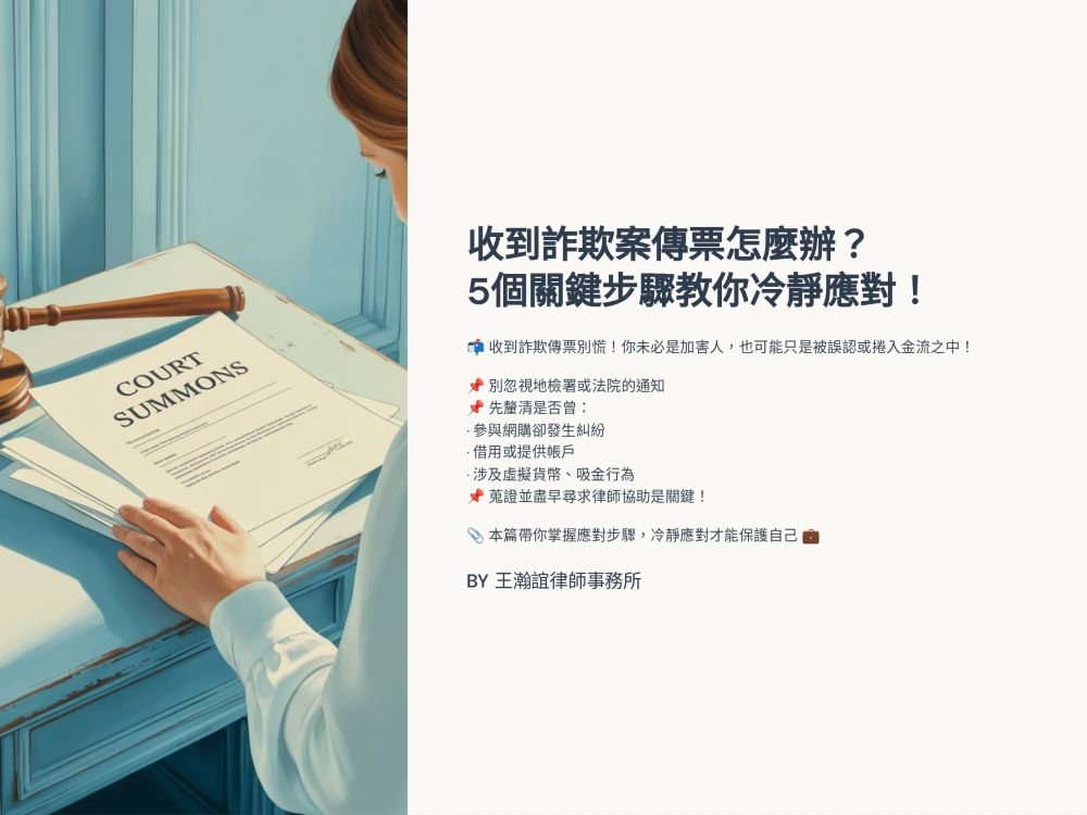 【📌收到詐欺案傳票怎麼辦？5個關鍵步驟教你冷靜應對！】