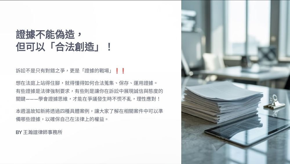 【📌溫故知新：證據不能偽造，但是證據可以合法被創造、蒐集及保存。】