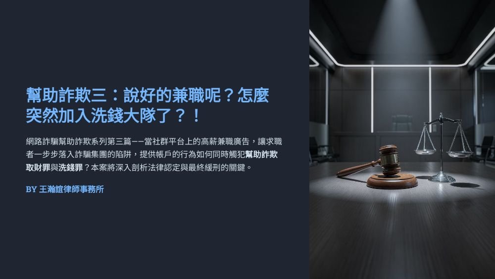 【📌溫故知新：幫助詐欺三：說好的兼職呢？怎麼突然加入洗錢大隊了？！】