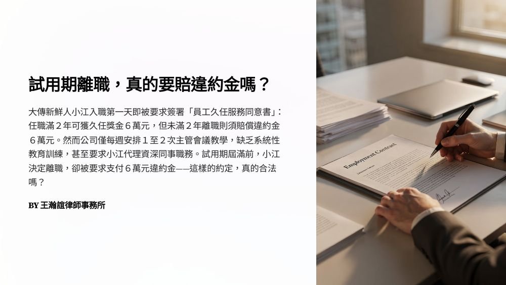 ／墨新聞／轉載、引用本所文章 【在試用期間，約定「離職就要賠違約金」是合理的嗎？】
