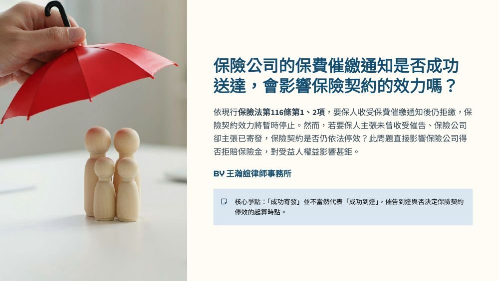 ／墨新聞／轉載、引用本所文章 【保險公司的保費催繳通知是否成功送達，會影響保險契約的效力嗎？】