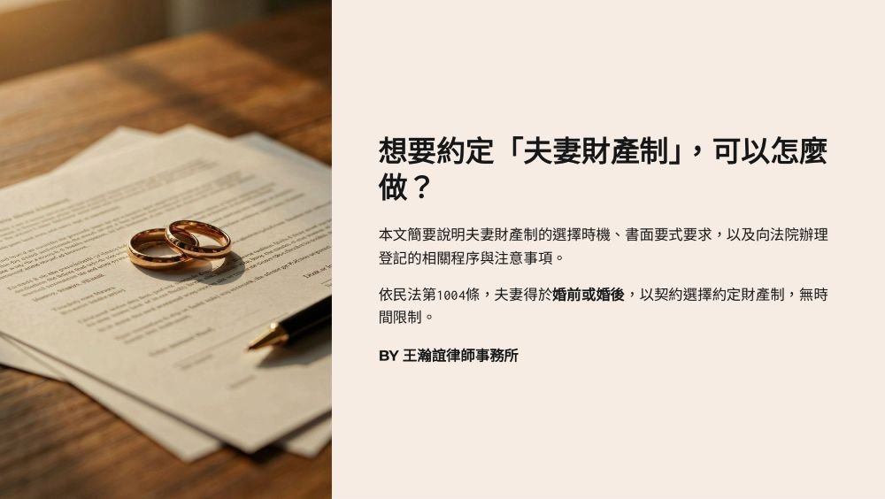 【📌溫故知新：想要約定「夫妻財產制」，可以怎麼做？】