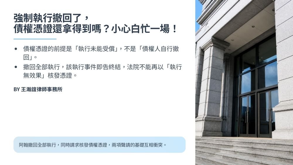 【📌強制執行撤回了，債權憑證還拿得到嗎？小心白忙一場！】